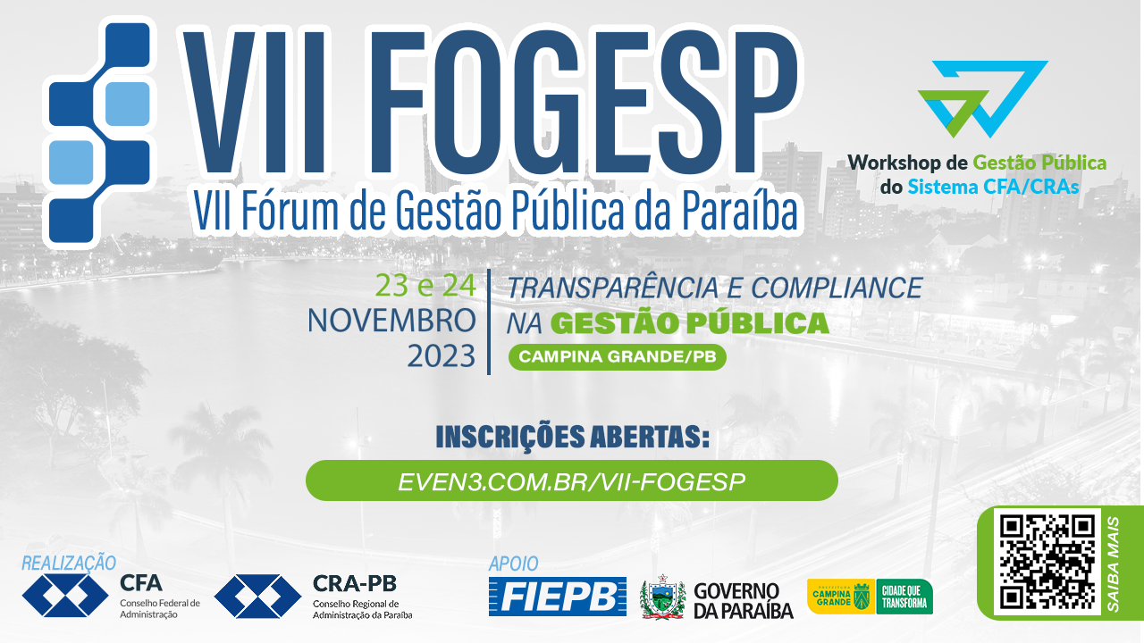 Você está visualizando atualmente VII FOGESP: CRA-PB leva debate sobre gestão pública para Campina Grande